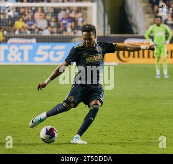 CHESTER, PA, USA - 28 OTTOBRE 2023: Match di playoff tra Philadelphia Union e New England Revolution al Subaru Park. Foto Stock