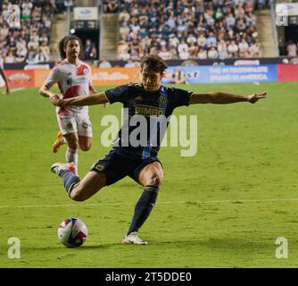 CHESTER, PA, USA - 28 OTTOBRE 2023: Match di playoff tra Philadelphia Union e New England Revolution al Subaru Park. Foto Stock