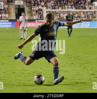 CHESTER, PA, USA - 28 OTTOBRE 2023: Match di playoff tra Philadelphia Union e New England Revolution al Subaru Park. Foto Stock