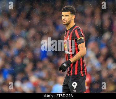 Manchester, Regno Unito. 4 novembre 2023. Dominic Solanke #9 di Bournemouth durante la partita di Premier League Manchester City vs Bournemouth all'Etihad Stadium, Manchester, Regno Unito, il 4 novembre 2023 (foto di Conor Molloy/News Images) a Manchester, Regno Unito il 11/4/2023. (Foto di Conor Molloy/News Images/Sipa USA) credito: SIPA USA/Alamy Live News Foto Stock