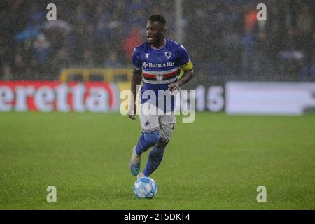 Genova, Italia. 4 novembre 2023. Sampdoriaâ&#x80;&#x99;S Ronaldo Vieira durante la partita di serie BKT italiana Sampdoria vs Palermo F.C. presso lo Stadio Luigi Ferrarisdi Genova, Italia, 4 novembre 2023 crediti: Agenzia fotografica indipendente/Alamy Live News Foto Stock