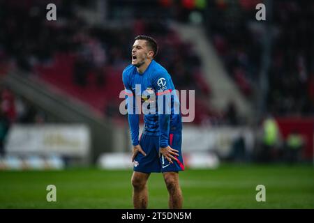 Magonza, Germania. 4 novembre 2023. MAGONZA, GERMANIA - 4. Novembre: 14 Baumgartner Christoph durante la partita di Bundesliga tra 1.FSV Mainz 05 e RB Leipzig alla MEWA Arena il 4. Novembre 2023 a Magonza, Germania. (Foto di Dan o' Connor/ATP Images) (o'CONNOR Dan /ATP/SPP) credito: SPP Sport Press Photo. /Alamy Live News Foto Stock