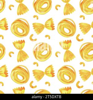 Modello senza cuciture con pasta italiana per la progettazione di menu, carta da imballaggio, imballaggi per pasta, tessuti in un bar o ristorante, tende, tableclo Foto Stock