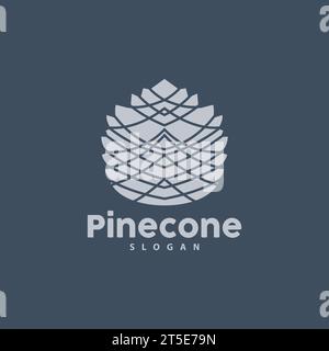 Logo Pine Cone, elegante design semplice Pine Luxury, Vector icona Tree Acorn, illustrazione del marchio del prodotto Illustrazione Vettoriale