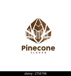 Logo Pine Cone, elegante design semplice Pine Luxury, Vector icona Tree Acorn, illustrazione del marchio del prodotto Illustrazione Vettoriale