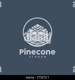 Logo Pine Cone, elegante design semplice Pine Luxury, Vector icona Tree Acorn, illustrazione del marchio del prodotto Illustrazione Vettoriale