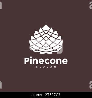 Logo Pine Cone, elegante design semplice Pine Luxury, Vector icona Tree Acorn, illustrazione del marchio del prodotto Illustrazione Vettoriale