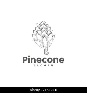 Logo Pine Cone, elegante design semplice Pine Luxury, Vector icona Tree Acorn, illustrazione del marchio del prodotto Illustrazione Vettoriale