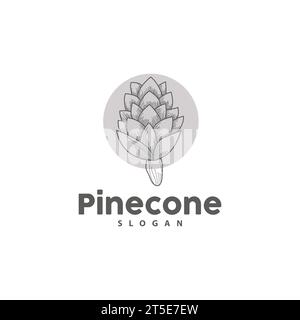 Logo Pine Cone, elegante design semplice Pine Luxury, Vector icona Tree Acorn, illustrazione del marchio del prodotto Illustrazione Vettoriale