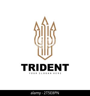 Logo Trident, Vector Magic Spear of Poseidon Neptune, Triton King Design, icona modello illustrazione del marchio Illustrazione Vettoriale