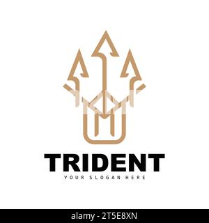 Logo Trident, Vector Magic Spear of Poseidon Neptune, Triton King Design, icona modello illustrazione del marchio Illustrazione Vettoriale