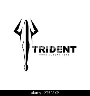 Logo Trident, Vector Magic Spear of Poseidon Neptune, Triton King Design, icona modello illustrazione del marchio Illustrazione Vettoriale