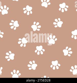 Simpatico motivo delle zampe di animali domestici senza cuciture. Sfondo dell'impronta di cane o gatto. Illustrazione vettoriale. Illustrazione Vettoriale