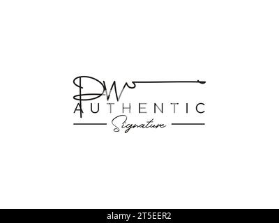 Vettore modello logo firma PW. Illustrazione Vettoriale