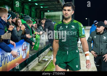 Galway, Irlanda. 5 novembre 2023. Byron Ralston di Connacht dopo il round 3 dello United Rugby Championship tra Connacht Rugby e Ulster Rugby allo Sportsground di Galway, Irlanda, il 4 novembre 2023 (foto di Andrew SURMA/ Credit: SIPA USA/Alamy Live News Foto Stock