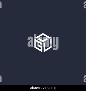 Ispirazione per il design iniziale del logo esagonale GL Illustrazione Vettoriale