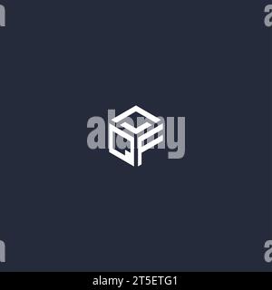 Ispirazione per il design iniziale del logo esagonale QF Illustrazione Vettoriale