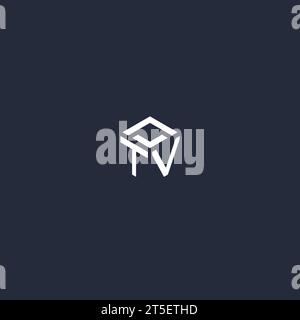 Ispirazione per il design iniziale del logo Hexagon TV Illustrazione Vettoriale