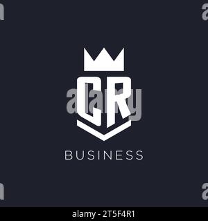 Logo CR con scudo e corona, idee di design del logo monogramma iniziale Illustrazione Vettoriale