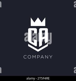 Logo CA con scudo e corona, idee iniziali per il design del logo monogramma Illustrazione Vettoriale