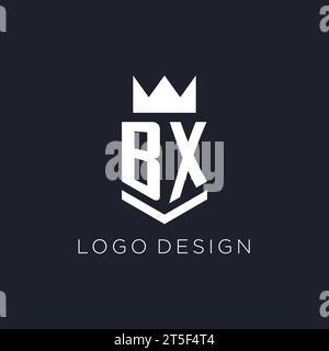 Logo BX con scudo e corona, idee iniziali per il design del logo monogramma Illustrazione Vettoriale