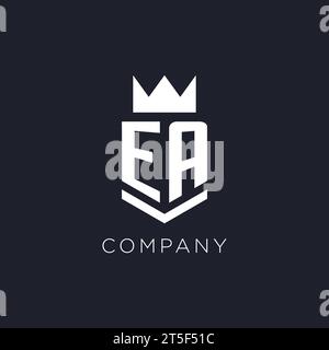 Logo EA con scudo e corona, idee iniziali per il design del logo monogramma Illustrazione Vettoriale