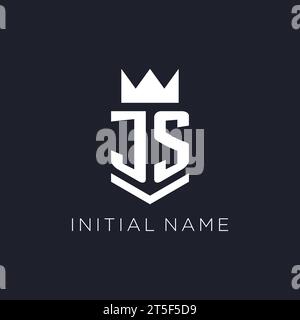 Logo JS con scudo e corona, idee iniziali per il logo monogramma Illustrazione Vettoriale