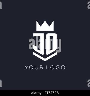 Logo JO con scudo e corona, idee iniziali per il design del logo monogramma Illustrazione Vettoriale