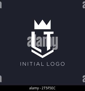 Logo LT con scudo e corona, idee iniziali per il design del logo monogramma Illustrazione Vettoriale