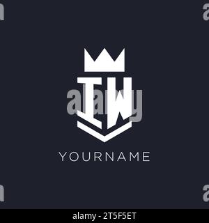 Logo IW con scudo e corona, idee iniziali per il design del logo monogramma Illustrazione Vettoriale