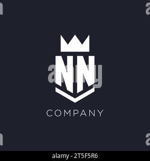 Logo NN con scudo e corona, idee iniziali per il design del logo monogramma Illustrazione Vettoriale