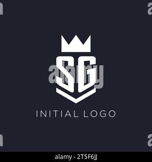 Logo SG con scudo e corona, idee iniziali per il design del logo monogramma Illustrazione Vettoriale