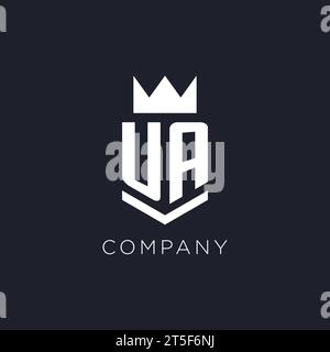 Logo UA con scudo e corona, idee iniziali per il logo monogramma Illustrazione Vettoriale