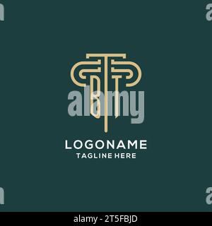 Logo iniziale BT Pillar, elegante e lussuoso logo dello studio legale grafica vettoriale Illustrazione Vettoriale
