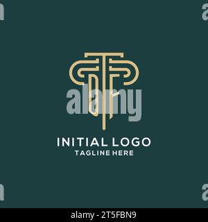 Logo DF Pillar iniziale, elegante e lussuoso logo dello studio legale grafica vettoriale Illustrazione Vettoriale