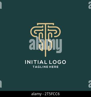 Logo iniziale SS Pillar, elegante e lussuoso logo dello studio legale grafica vettoriale Illustrazione Vettoriale