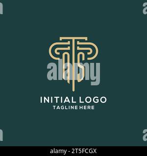 Logo iniziale del montante NS, elegante e lussuoso logo dello studio legale grafica vettoriale Illustrazione Vettoriale