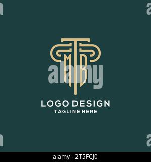 Logo iniziale MB Pillar, elegante e lussuoso logo dello studio legale grafica vettoriale Illustrazione Vettoriale