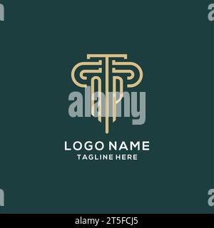 Logo NP Pillar iniziale, elegante e lussuoso logo dello studio legale grafica vettoriale Illustrazione Vettoriale