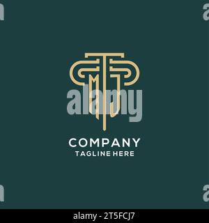 Logo iniziale MJ Pillar, elegante e lussuoso logo dello studio legale grafica vettoriale Illustrazione Vettoriale