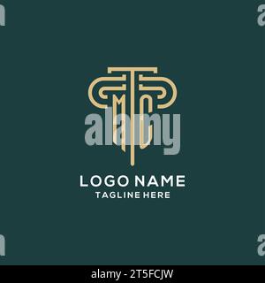 Logo iniziale MC Pillar, elegante e lussuoso logo di uno studio legale con grafica vettoriale Illustrazione Vettoriale