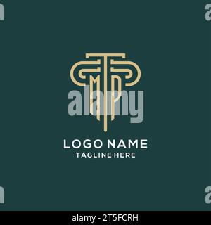 Logo iniziale MP Pillar, elegante e lussuoso logo dello studio legale grafica vettoriale Illustrazione Vettoriale