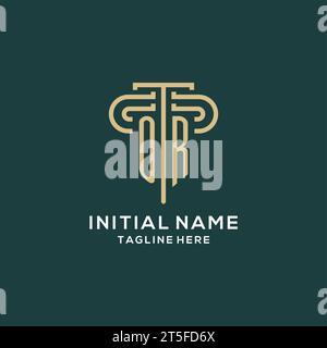 Logo iniziale O a colonna, elegante e lussuoso logo dello studio legale grafica vettoriale Illustrazione Vettoriale