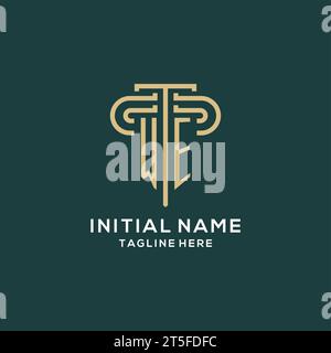Logo iniziale WE Pillar, elegante e lussuoso logo dello studio legale grafica vettoriale Illustrazione Vettoriale