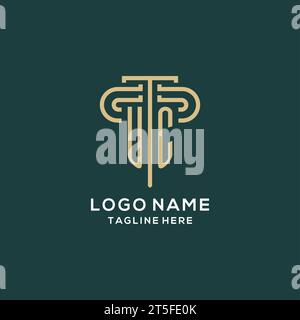 Logo UC iniziale, elegante e lussuoso logo di uno studio legale grafica vettoriale Illustrazione Vettoriale