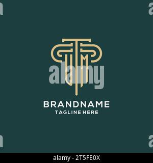 Logo iniziale UM Pillar, elegante e lussuoso logo dello studio legale grafica vettoriale Illustrazione Vettoriale