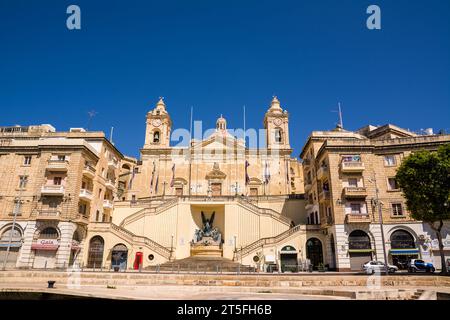 Vittoriosa, Malta - 17 giugno 2023: Facciata della Chiesa dell'Immacolata Concezione a Vittoriosa a Malta Foto Stock