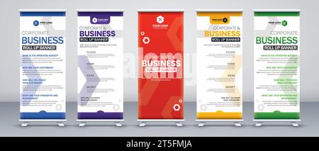 design di banner roll up aziendali astratti e moderni Illustrazione Vettoriale
