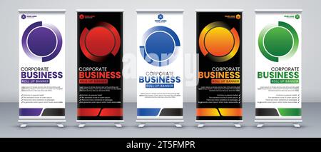 design di banner roll up aziendali astratti e moderni Illustrazione Vettoriale