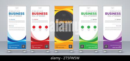 design di banner roll up aziendali astratti e moderni Illustrazione Vettoriale